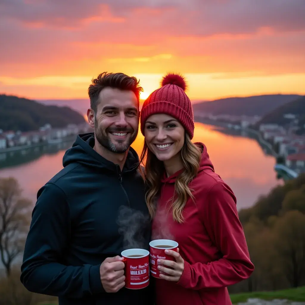 A gyönyörű természetben készített tea, zöld fűvel körülvéve.